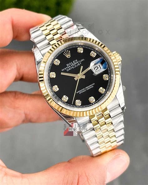 rolex datejust 36 black dial on wrist|rolex diamond datejust 36mm men's.